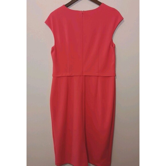NWT Ivy + Blu Coral Pink Sheath Dress US 14 Ruched Neck Cap Sleeve Work/Cocktail - Picture 8 of 12